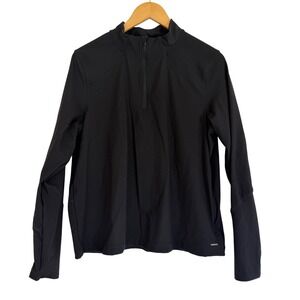 Mondetta Womens XL Black Ribbed Quarter Zip Long Sleeve Pullover Thumbholes